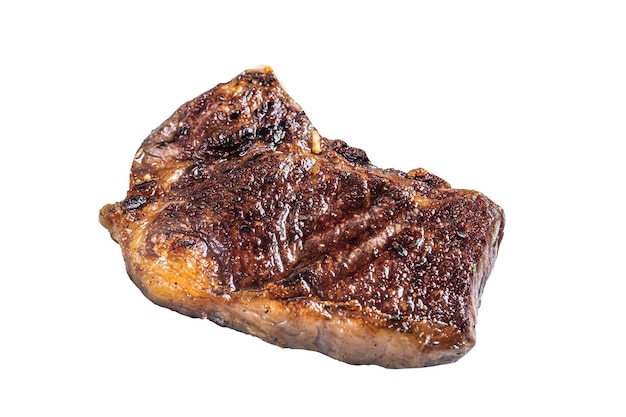 Grillowany stek wołowy z polędwicy wołowej lub nowojorski stek izolowany na białym tle