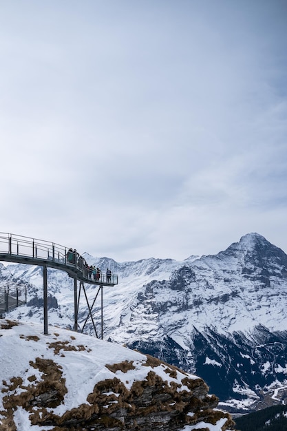 Grindelwald pierwsza Szwajcaria xAFirst Cliff Walk platforma widokowa na pierwszej górze w Grindelwald z alpejskimi widokami