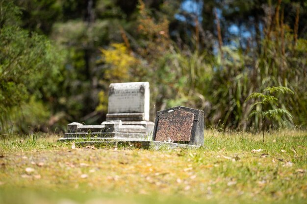 Groby cmentarne i krzyż na cmentarzu w australii