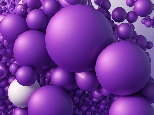 Zdjęcie gromada 3d fioletowych kul abstrakcyjnego tła wymiaru