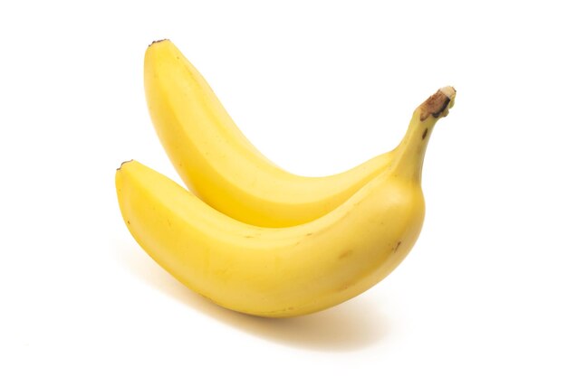 Zdjęcie gromada dwóch świeżych organicznych bananów pysznych owoców widok boczny odizolowany na białym tle