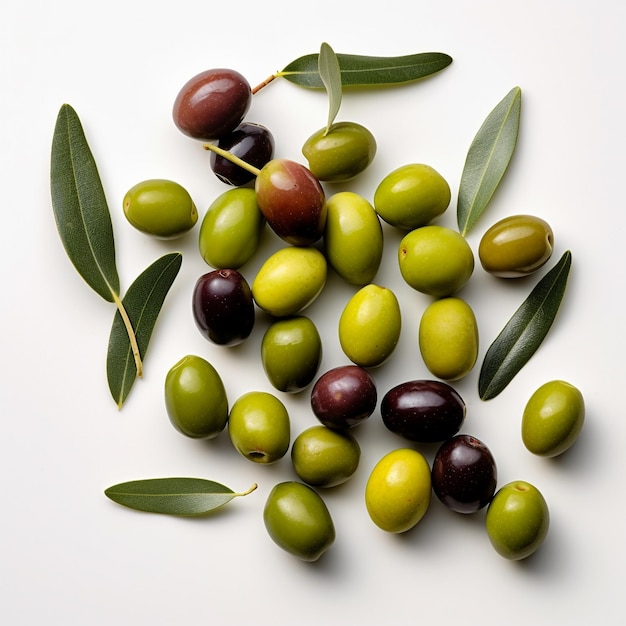 Gromada oliwek i oliwek jest na stole.