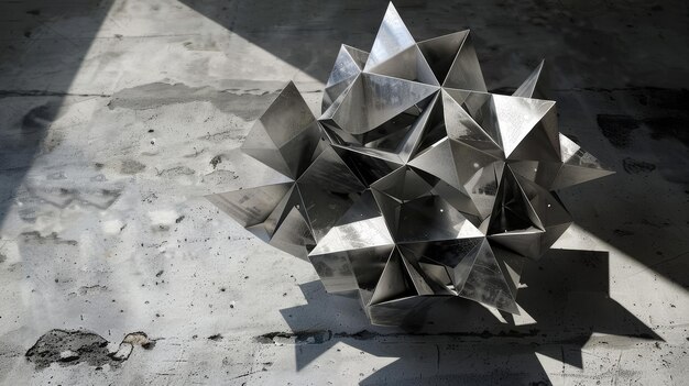 Zdjęcie gromada pływających tetraedrów rzucających cienie pod ilustracją wygenerowaną przez sztuczną inteligencję