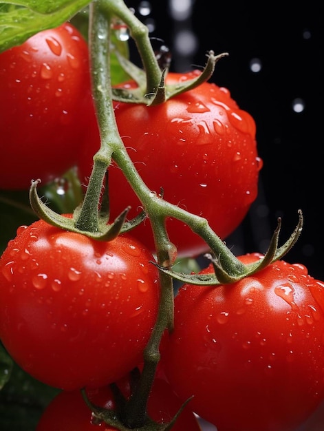 Gromada pomidorów wiśniowych, które są na winorośli.