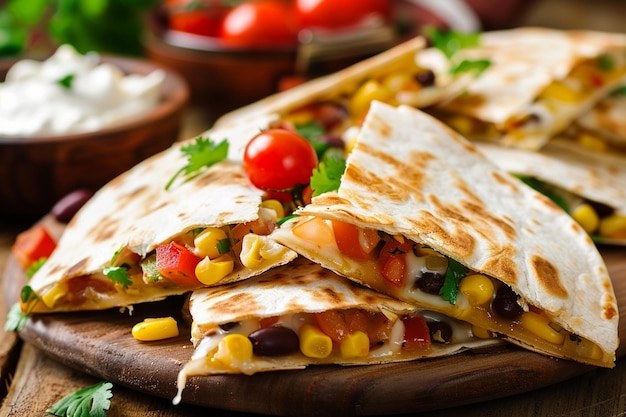 Gromada quesadillas z żywym b