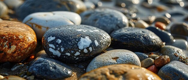 Zdjęcie gromada skał na szczycie plaży