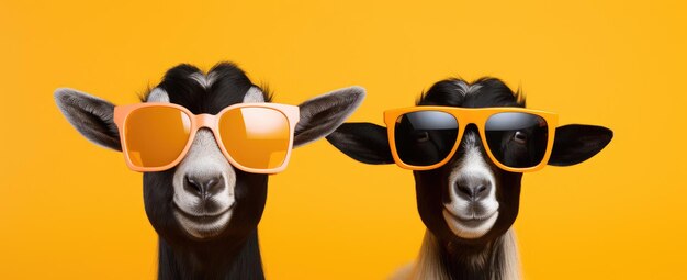 Groovy Goats in Shades Kolorowy zwrot na Farmyard Chic Generative AI