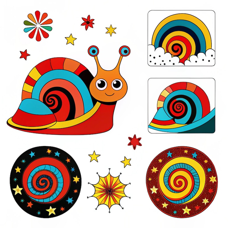 Zdjęcie groovy psychedelic sticker collection funky retro vibes amp neon colors