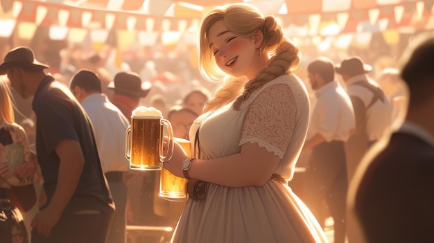 Gruba kobieta na oktoberfest