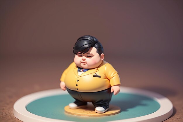 Gruby chłopiec postać z kreskówki stylizacja styl anime tłuszczu tapeta tło model renderowania postaci