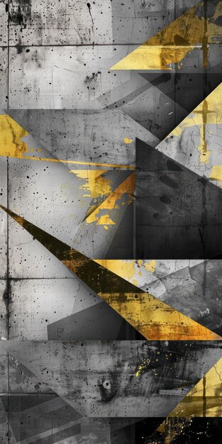 Grunge foto tapeta z geometryczną abstrakcją na betonowym tle z złotymi elementami Illustra