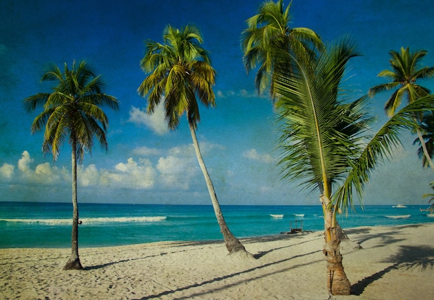 Grunge obraz tropikalnej plaży