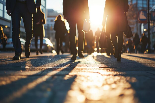 Zdjęcie grupa biznesmenów zmierzająca do pracy.