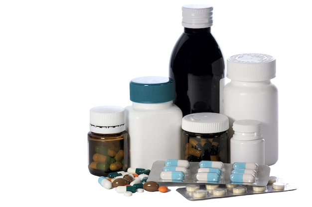 Grupa butelek oraz tabletki i kapsułki i tabletki luzem