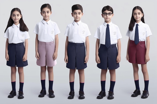 Grupa dzieci w mundurkach z numerem 1 na przodzie.