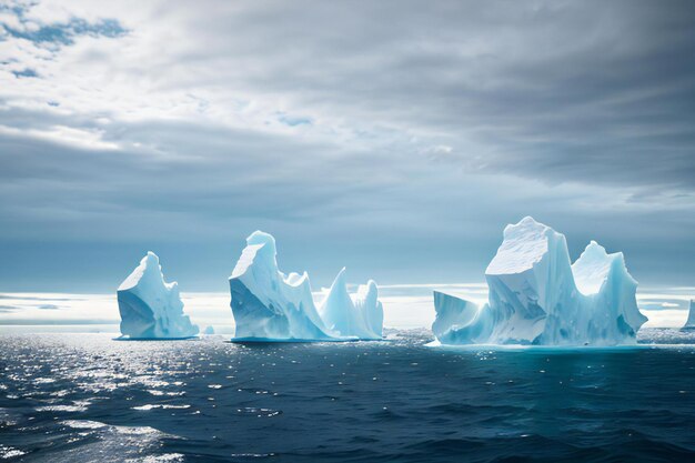 grupa gór lodowych pływających w oceanie