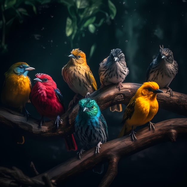 Grupa jasnych gili lat Pyrrhula pyrrhula Trzy piękne ptaki śpiewające siedzą na drzewie