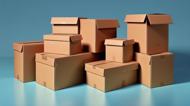 Grupa kartonowych pudełek ułożonych jedna na drugiej Generatywna sztuczna inteligencja