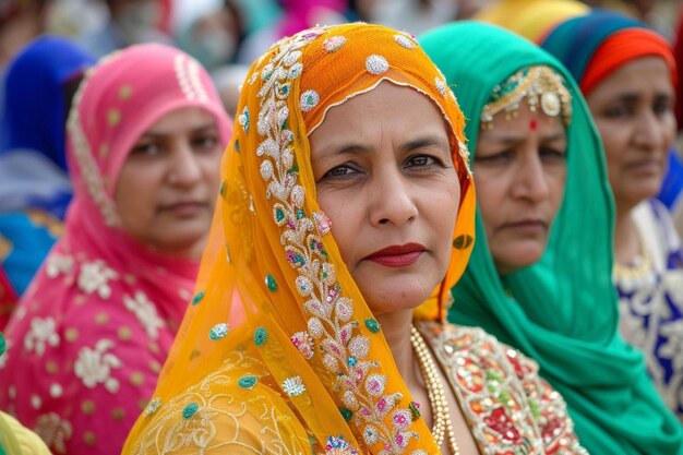 grupa kobiet w kolorowych chustkach