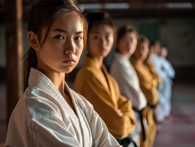 Zdjęcie grupa kobiet w mundurach karate