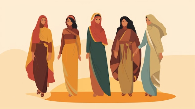 Zdjęcie grupa kobiet z różnych środowisk etnicznych stojących razem generative ai