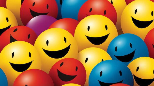 grupa kolorowych jajek z uśmiechniętymi twarzami