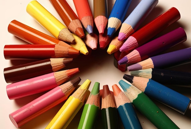 grupa kolorowych ołówków w kole