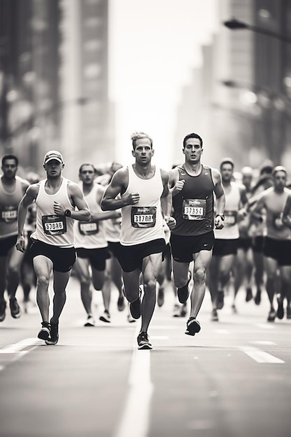 Zdjęcie grupa ludzi biegających w maratonie.