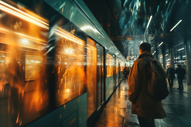 Grupa ludzi idących ulicą obok autobusu