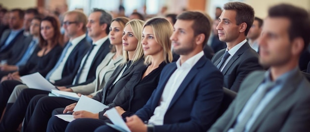 grupa ludzi na konferencji z jednym z nich noszącym garnitur