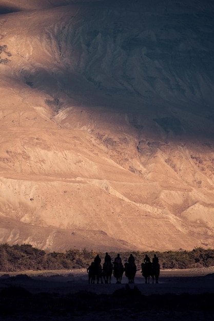 Zdjęcie grupa ludzi na pustyni.