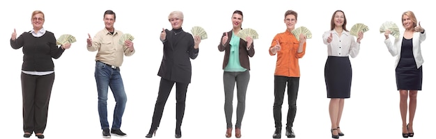Zdjęcie grupa ludzi sukcesu z pieniędzmi w rękach