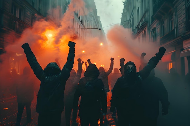 Grupa ludzi z protestem.