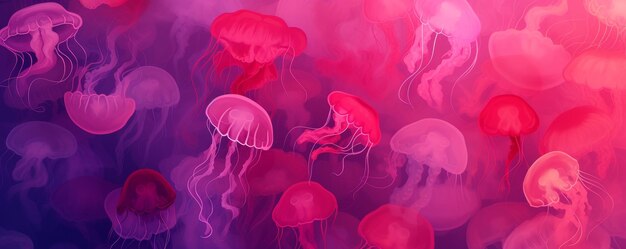 Zdjęcie grupa meduz pływających w wodzie