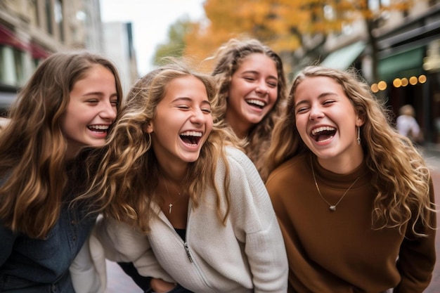 Zdjęcie grupa młodych kobiet stojących obok siebie.