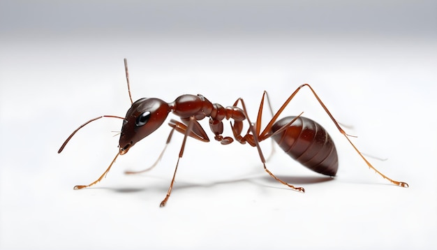 Grupa mrówek jest na stole, z których jedna jest czerwona.