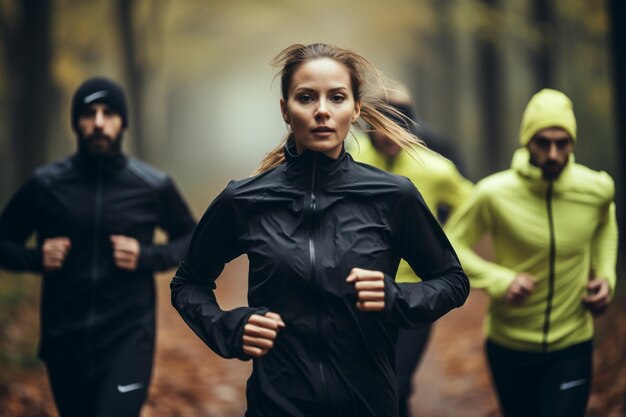 Zdjęcie grupa nierozpoznawalnych biegaczy na świeżym powietrzu biegi długodystansowe