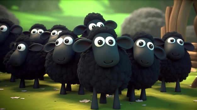 Grupa owiec stoi na polu.