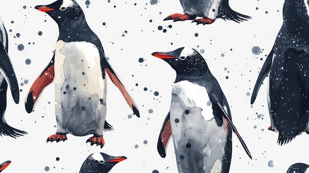 Grupa pingwinów stojących razem