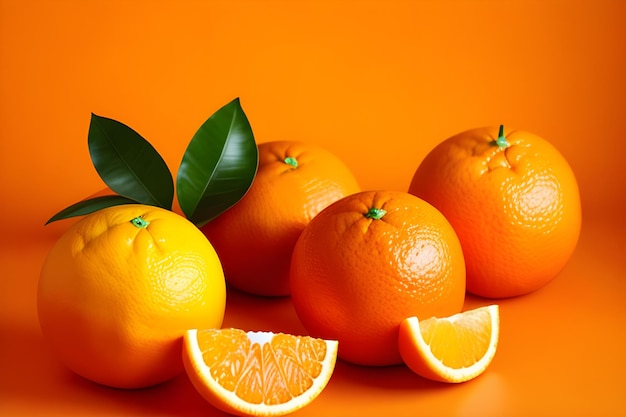 Zdjęcie grupa pomarańczy siedzących na szczycie stołu pomarańcze pomarańczowe odcinki obrony pomarańcza