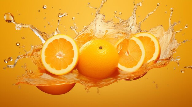 Grupa pomarańczy z wodą rozpryskującą się na nich