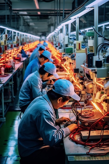 grupa pracowników pracuje w fabryce