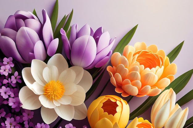 Grupa przezroczystych tulipanów Studio strzał z suchych kwiatów z płatków na białym tle Generative Ai