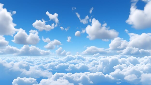 Grupa puszystych białych chmur pływających na niebieskim niebie w słoneczny dzień Generatywna sztuczna inteligencja