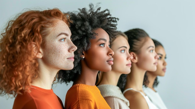 Grupa różnych kobiet z afro fryzurą Grupa kobiet o różnych kolorach skóry