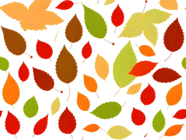 Grupa różnych kolorowych liści jesienne liście tło spadające wzór projektu Generative AI