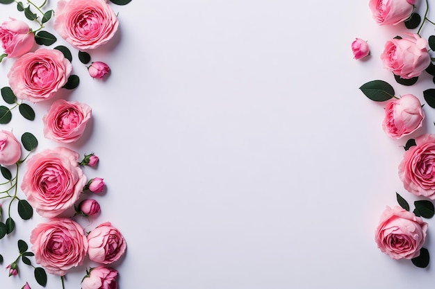 Zdjęcie grupa różowych kwiatów i liści, tło kwiatowe i abstrakcyjne tło vintage_ai_generated