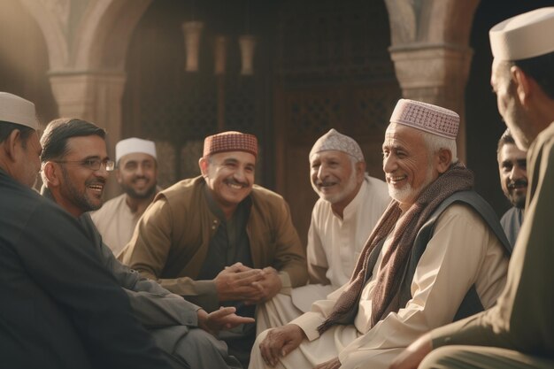 Zdjęcie grupa starszych mężczyzn zaangażowanych w żywą działalność generatywną