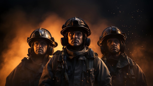 Grupa strażaków stojąca razem
