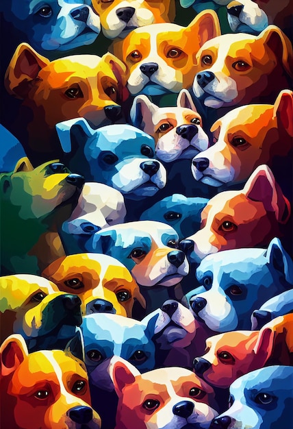 Grupa uroczych psów do tapet i projektów graficznych Ilustracja 2D